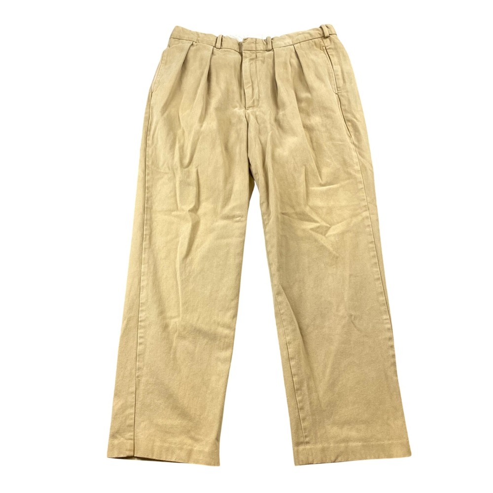 Vintage Polo Ralph Lauren Mens 38x32 Khaki Pleated Chino Pants Singapore Cotton
